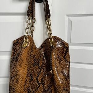 Michael Kors Tan Snake Print Shoulder Bag